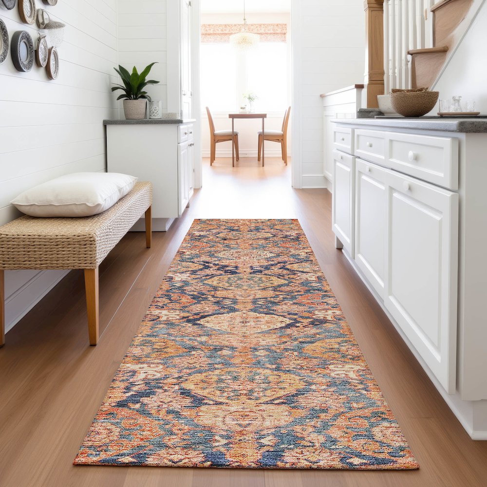 Premium Machine Washable Mayfield AMF1084 Terracotta 2'3" x 7'6" Runner Rug