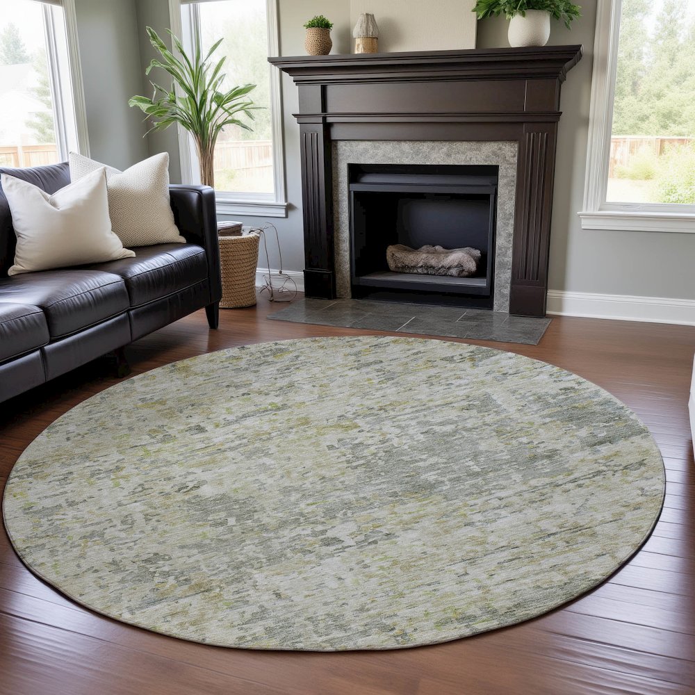 Premium Machine Washable Mayfield AMF1128 Sage 8' x 8' Round Rug