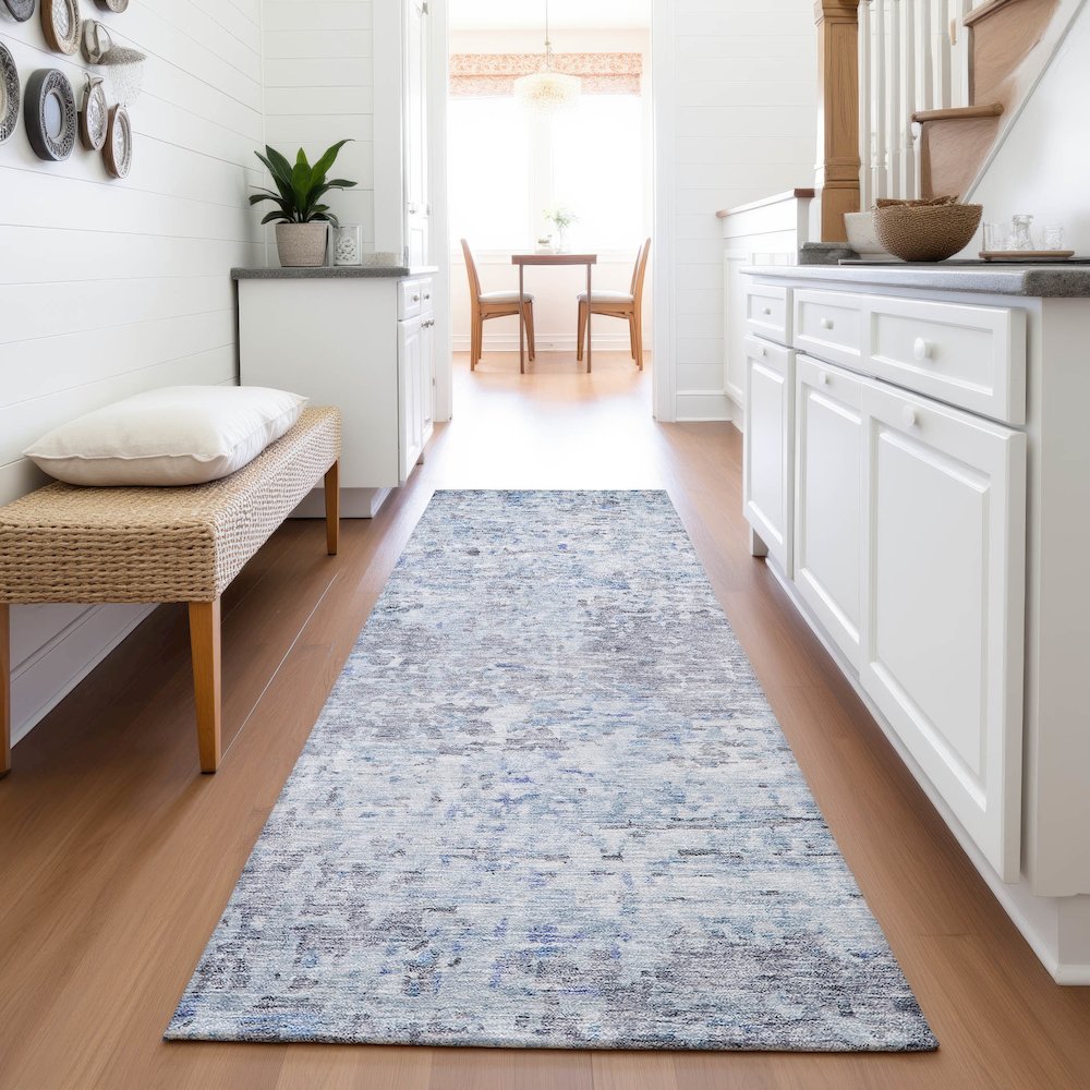 Premium Machine Washable Mayfield AMF1128 Sky 2'3" x 7'6" Runner Rug