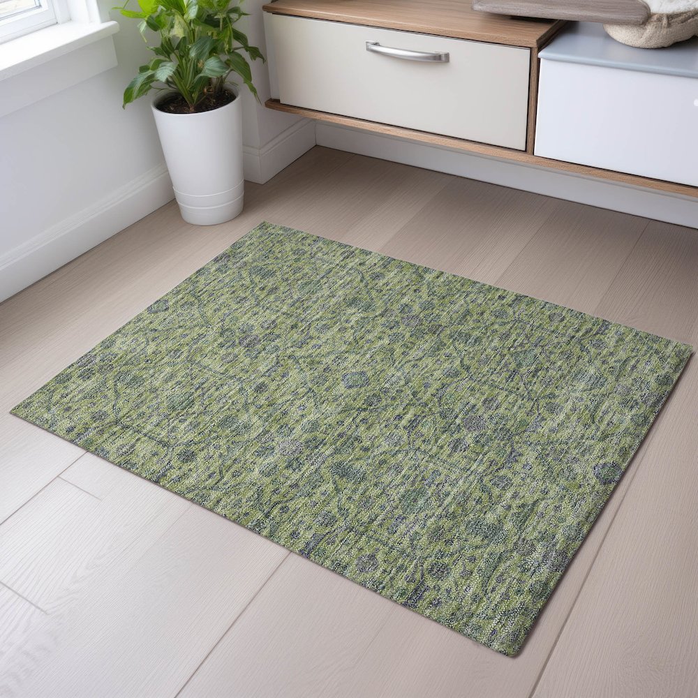 Premium Machine Washable Mayfield AMF1131 Lime 1'8" x 2'6" Rug