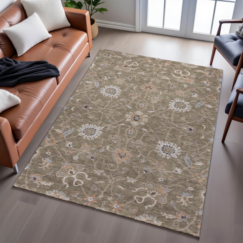 Premium Machine Washable Mayfield AMF1137 Brown 2'6" x 3'10" Rug