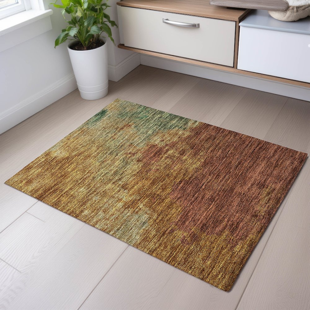 Premium Machine Washable Mayfield AMF1138 Paprika 1'8" x 2'6" Rug