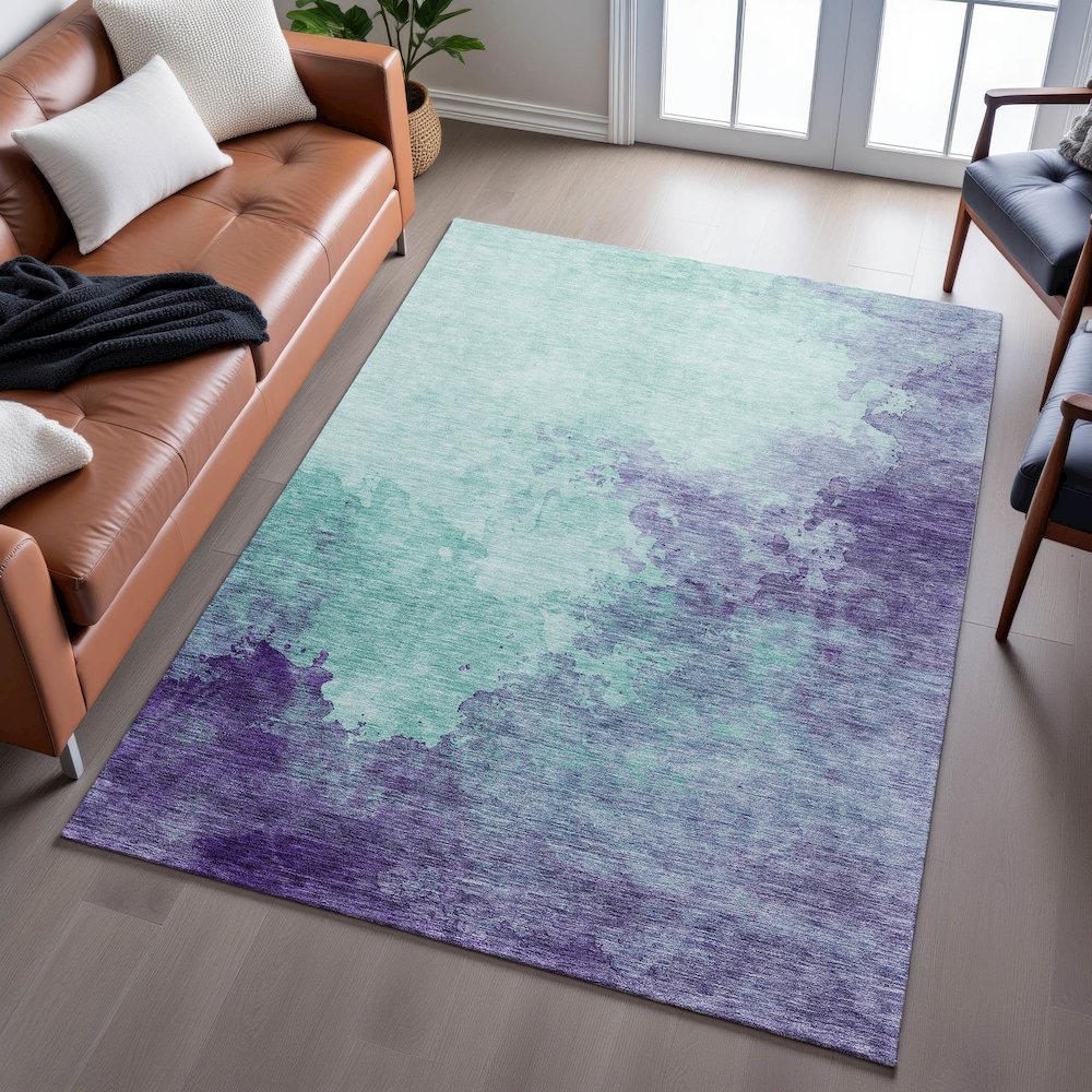 Premium Machine Washable Mayfield AMF1138 Seafoam 2'6" x 3'10" Rug