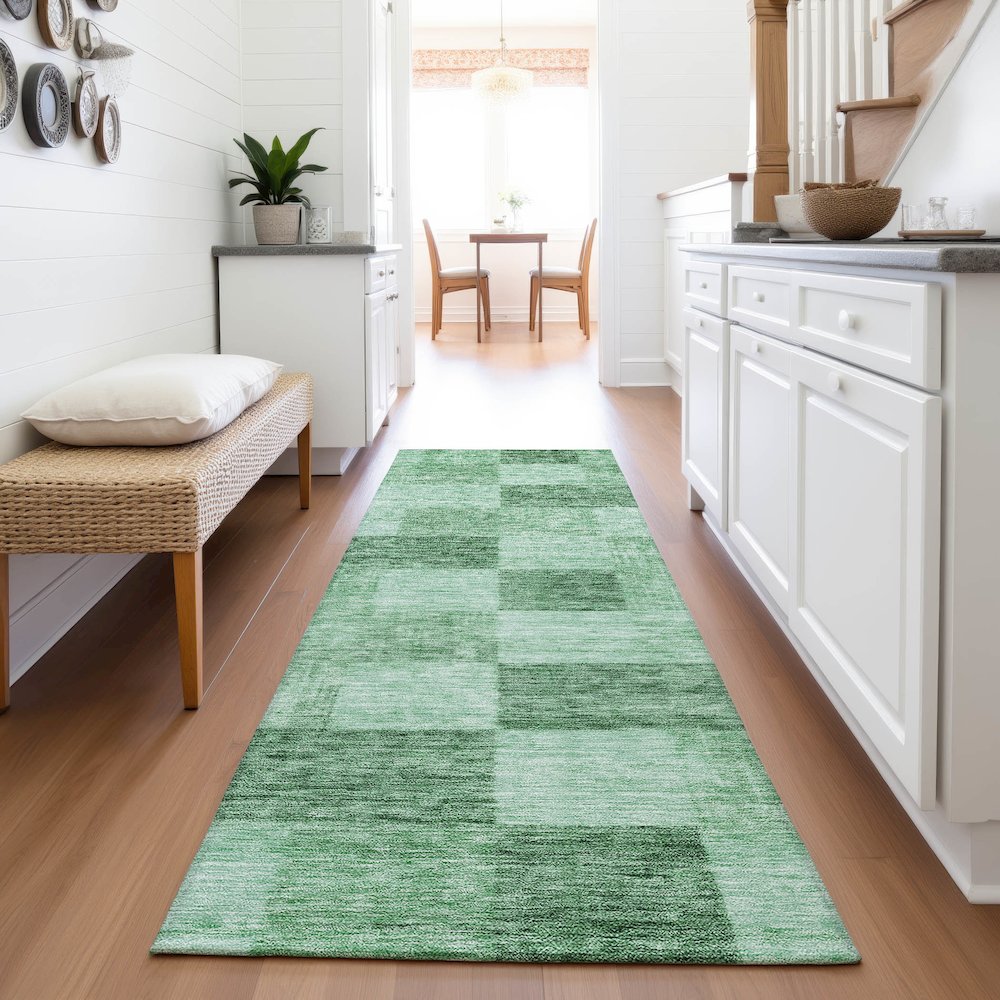 Premium Machine Washable Mayfield AMF1139 Green 2'3" x 7'6" Runner Rug