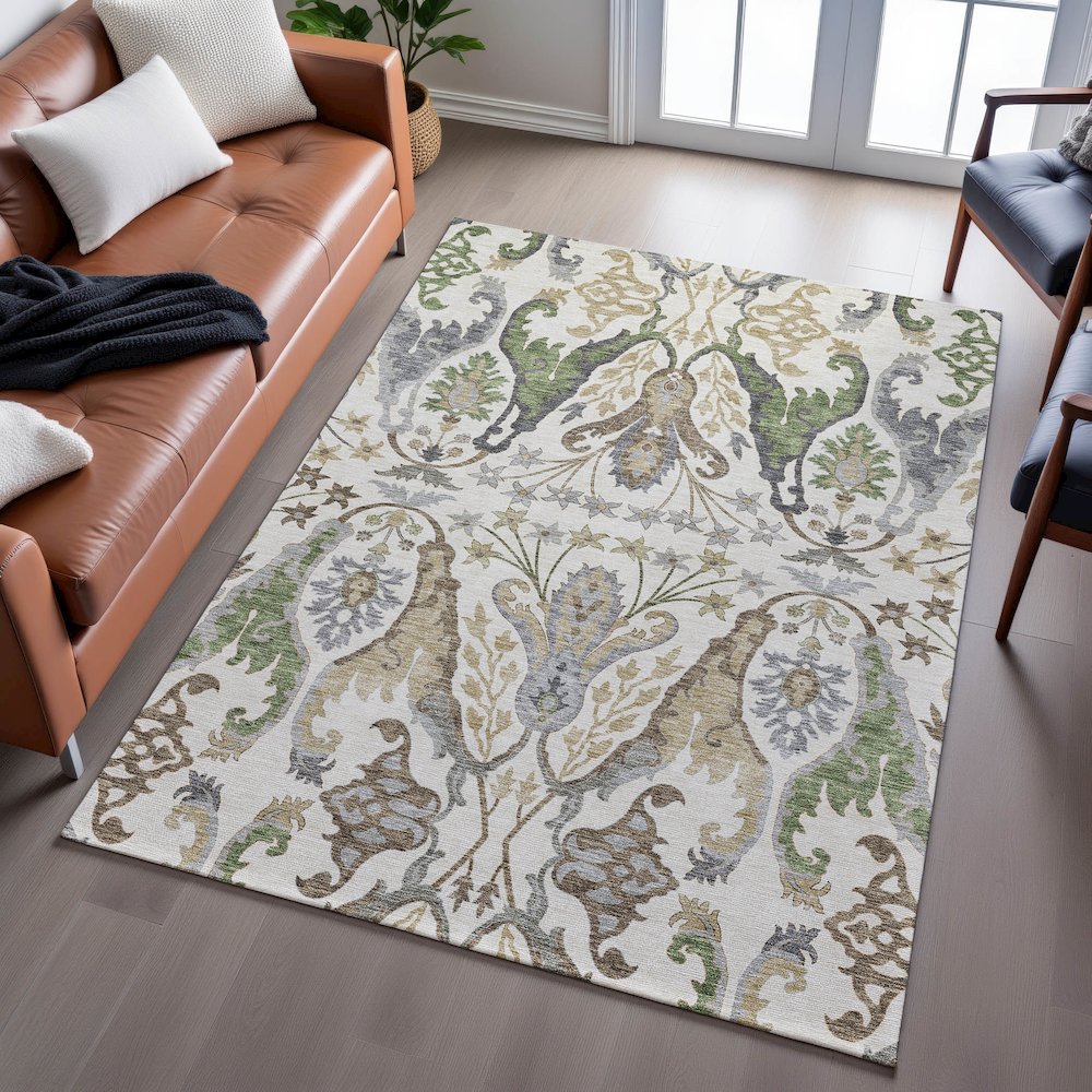 Premium Machine Washable Mayfield AMF1153 Ivory 2'6" x 3'10" Rug