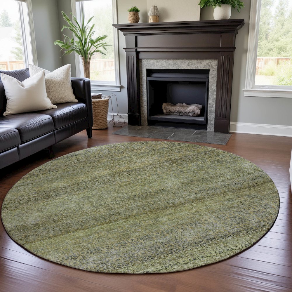 Premium Machine Washable Mayfield AMF1174 Aloe 8' x 8' Round Rug