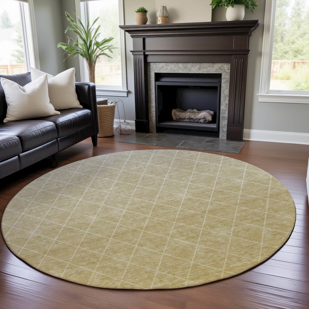 Premium Machine Washable Mayfield AMF1175 Wheat 8' x 8' Round Rug