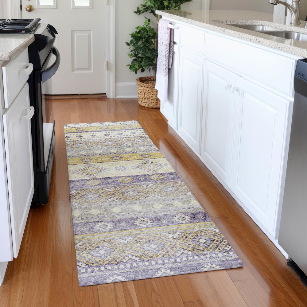 Premium Machine Washable Mayfield Purple 2'3" x 7'6" Runner Rug