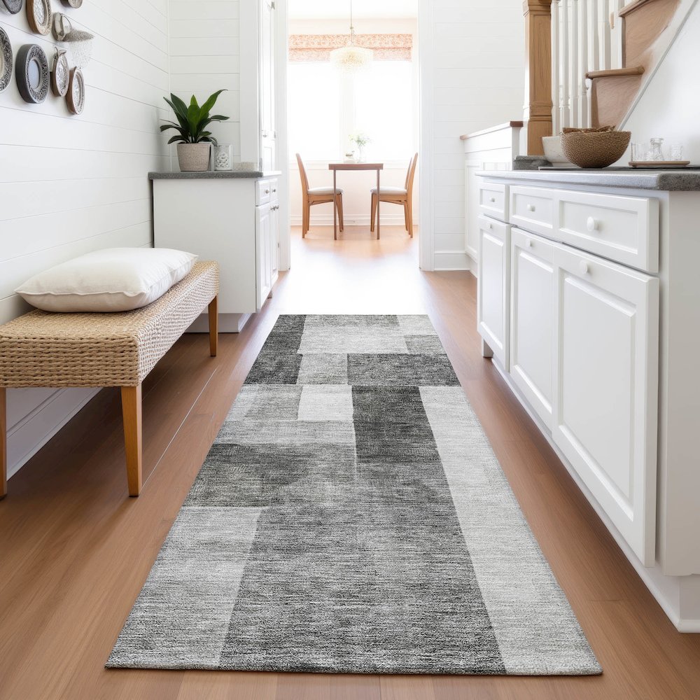 Premium Machine Washable Mayfield AMF1190 Pewter 2'3" x 7'6" Runner Rug