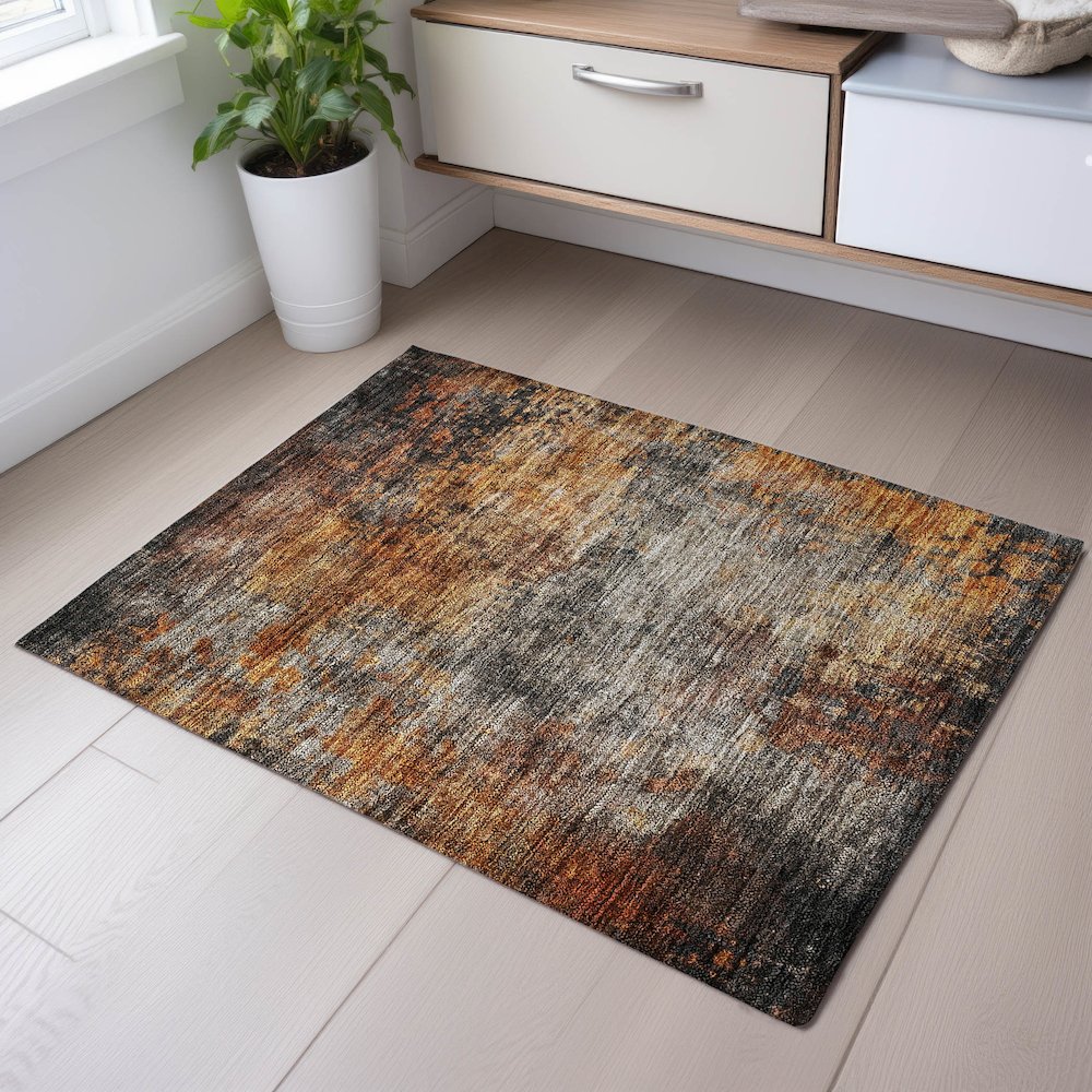 Premium Machine Washable Mayfield AMF1210 Paprika 1'8" x 2'6" Rug