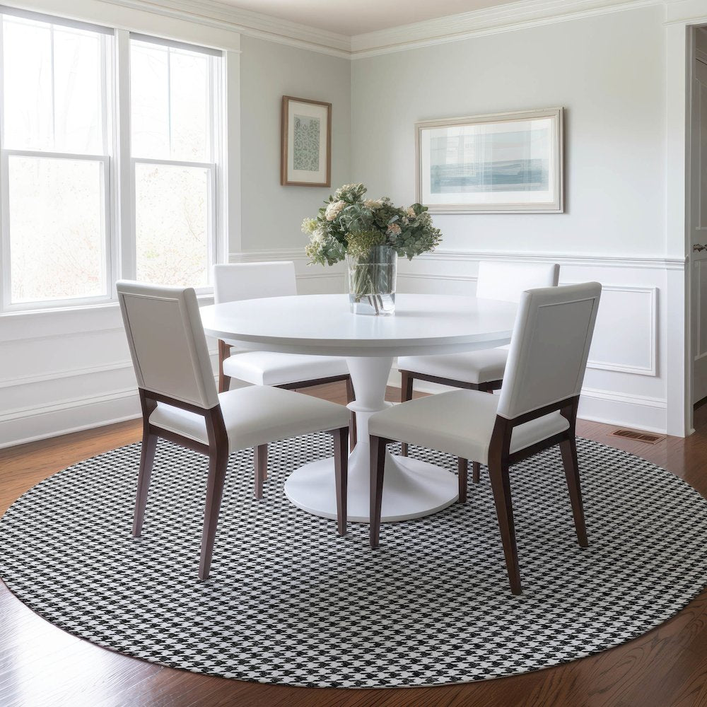 Premium Machine Washable Mayfield Black 8' x 8' Round Rug