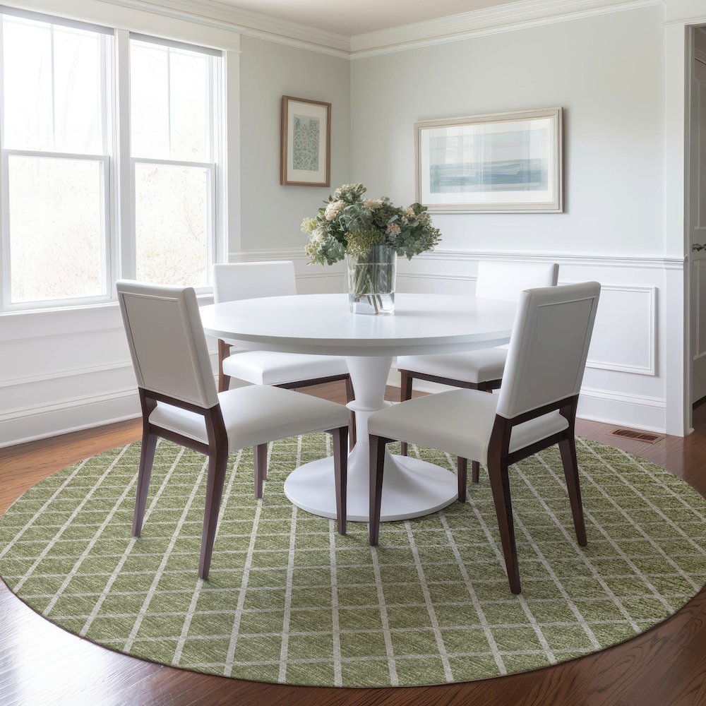 Premium Machine Washable Mayfield Aloe 8' x 8' Round Rug