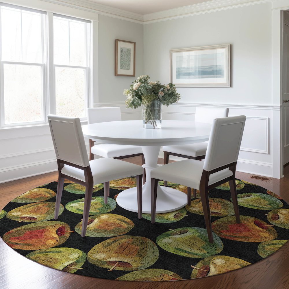 Premium Machine Washable Mayfield Midnight 8' x 8' Round Rug