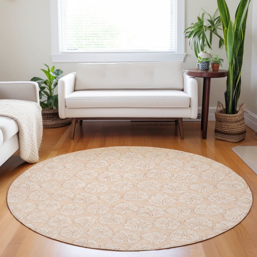 Premium Machine Washable Mayfield Nectarine 8' x 8' Round Rug