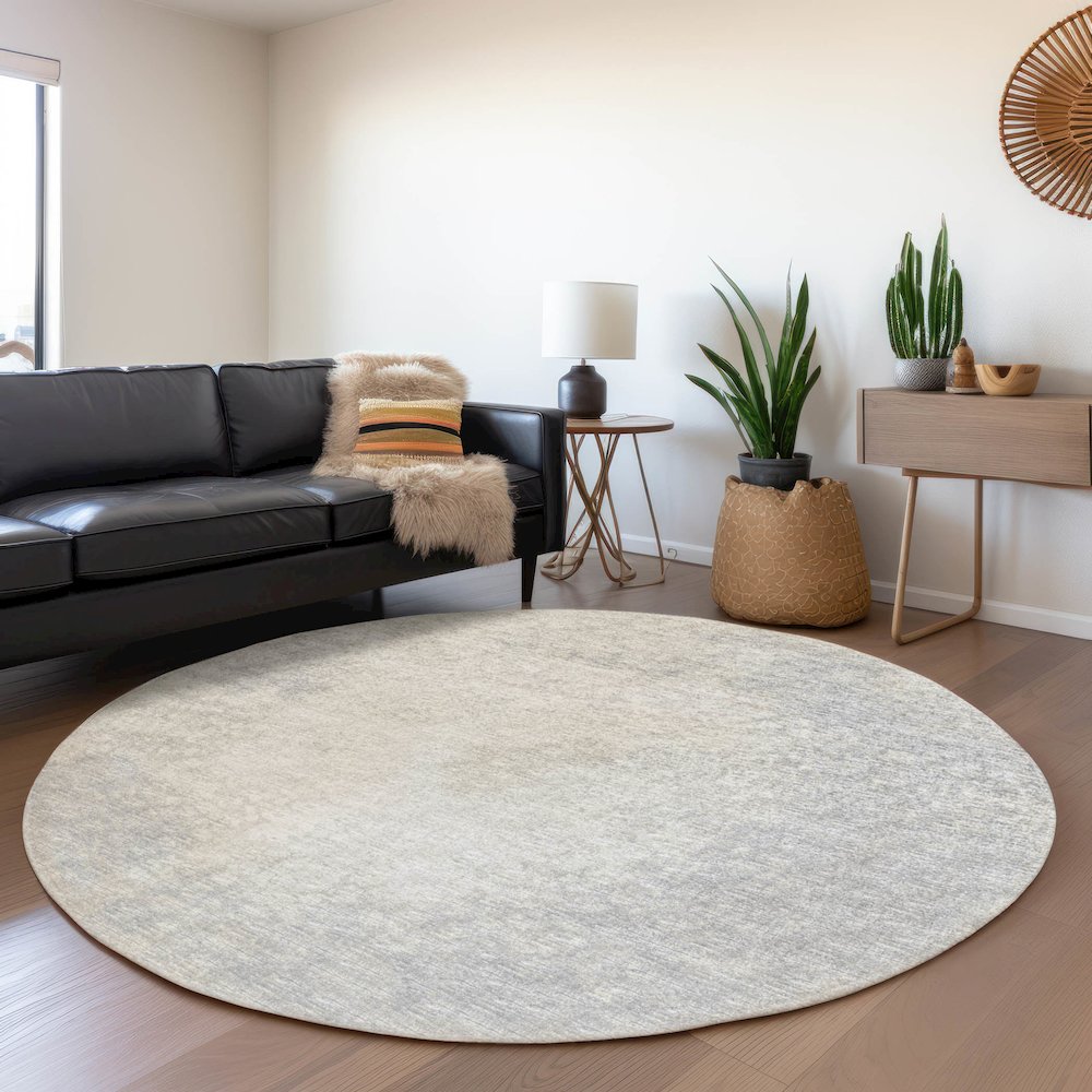 Premium Machine Washable Mayfield Gray 8' x 8' Round Rug