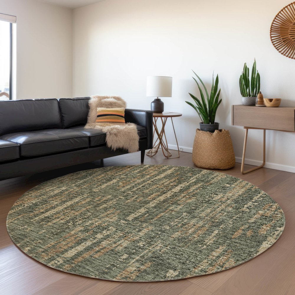 Premium Machine Washable Mayfield Green 8' x 8' Round Rug