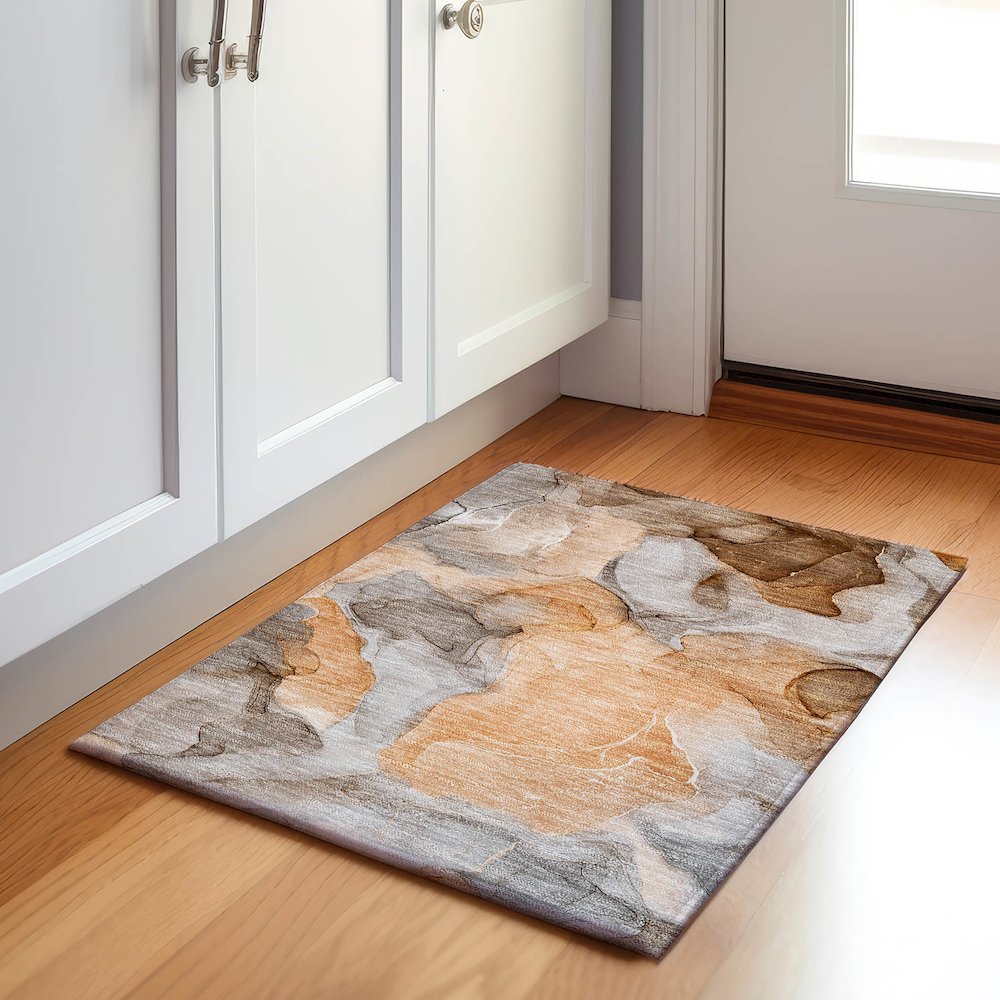 Premium Machine Washable Mayfield Orange 1'8" x 2'6" Rug