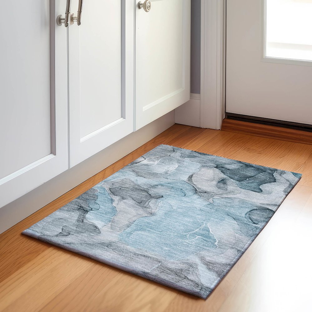 Premium Machine Washable Mayfield Teal 1'8" x 2'6" Rug