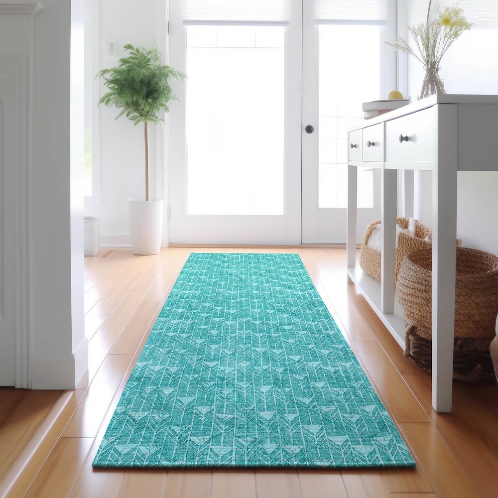 Premium Machine Washable Mayfield Teal 2'3" x 7'6" Runner Rug