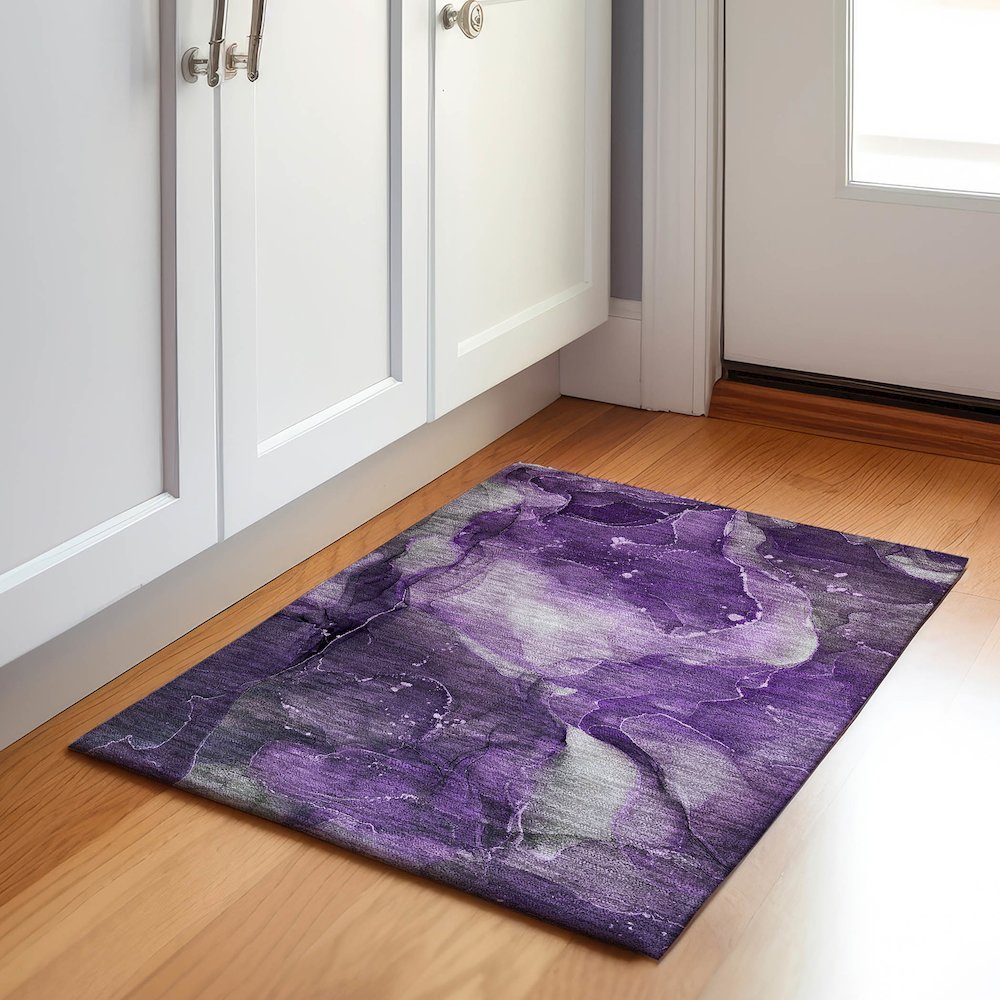 Premium Machine Washable Mayfield Purple 1'8" x 2'6" Rug