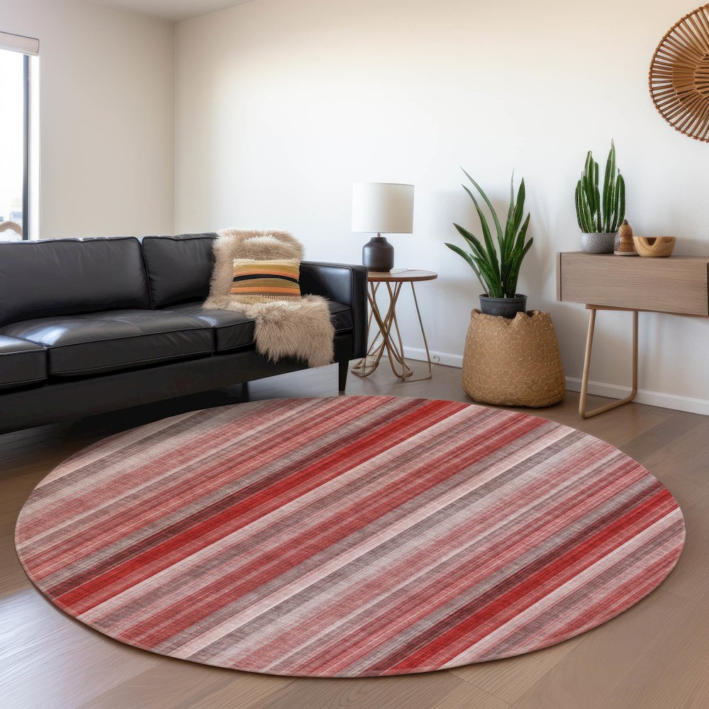 Premium Machine Washable Mayfield Red 8' x 8' Round Rug