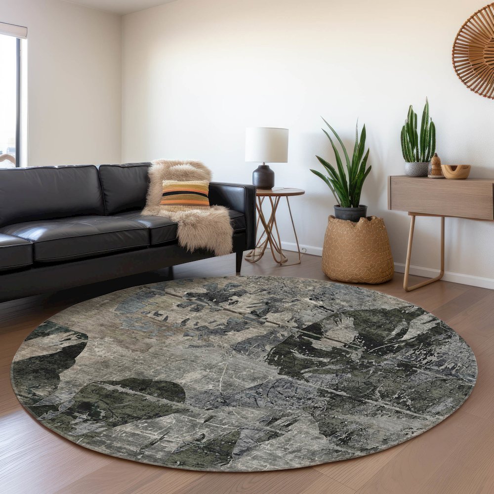 Premium Machine Washable Mayfield Gray 8' x 8' Round Rug