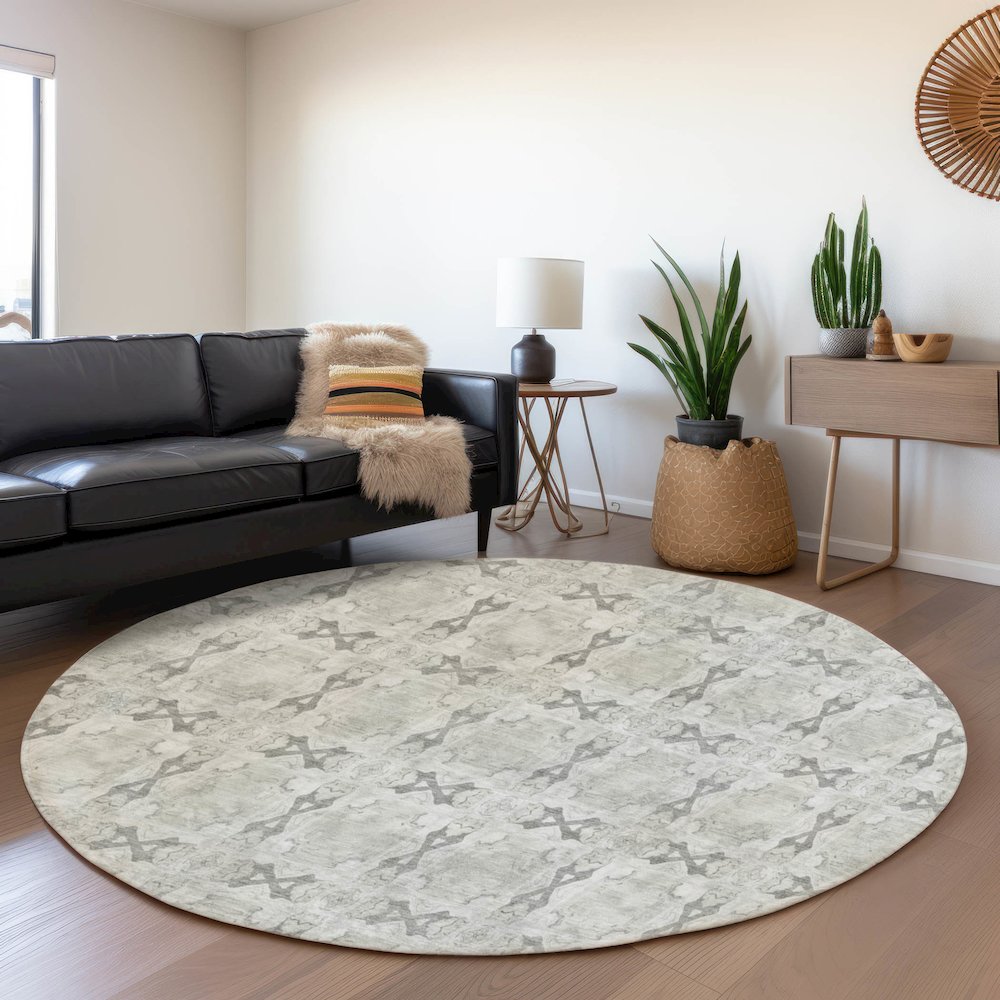 Premium Machine Washable Mayfield Ivory 8' x 8' Round Rug
