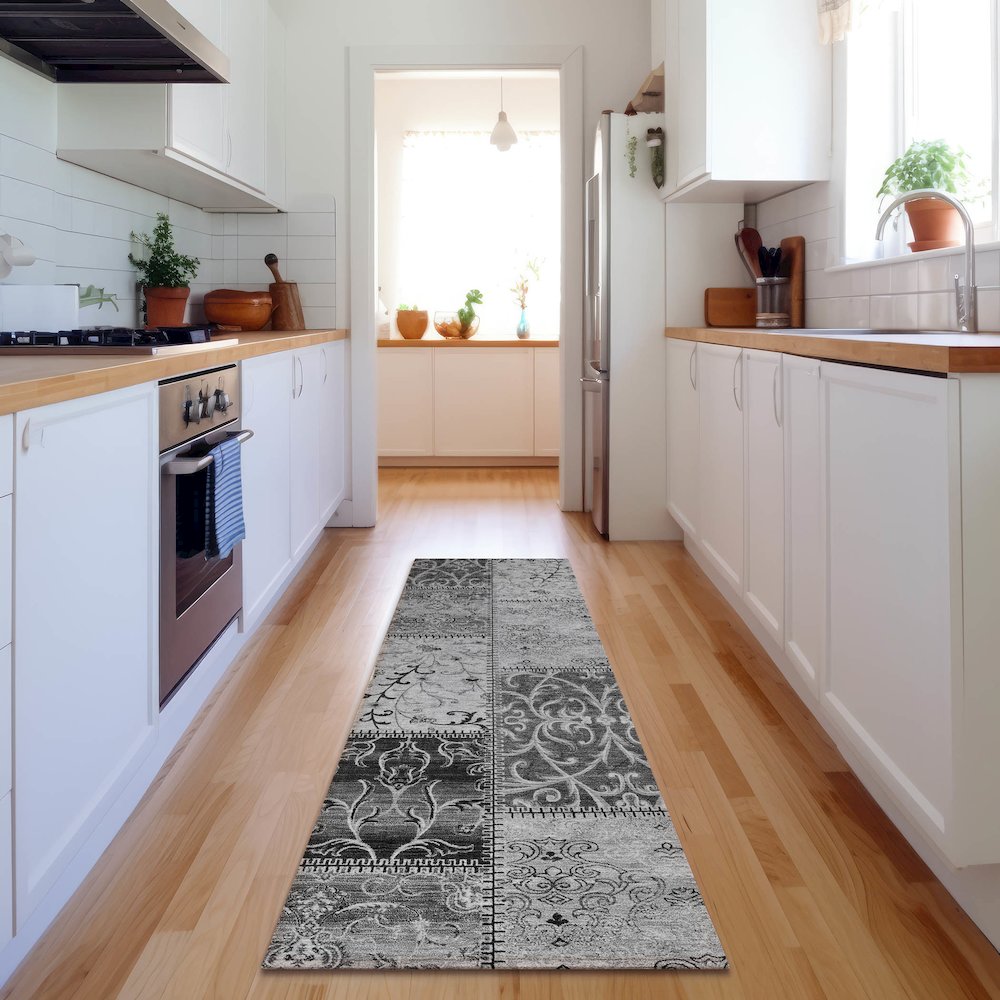 Premium Machine Washable Mayfield Gray 2'3" x 7'6" Runner Rug