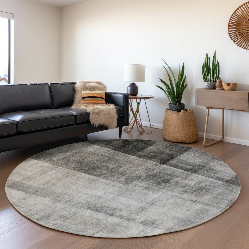 Premium Machine Washable Mayfield Gray 8' x 8' Round Rug
