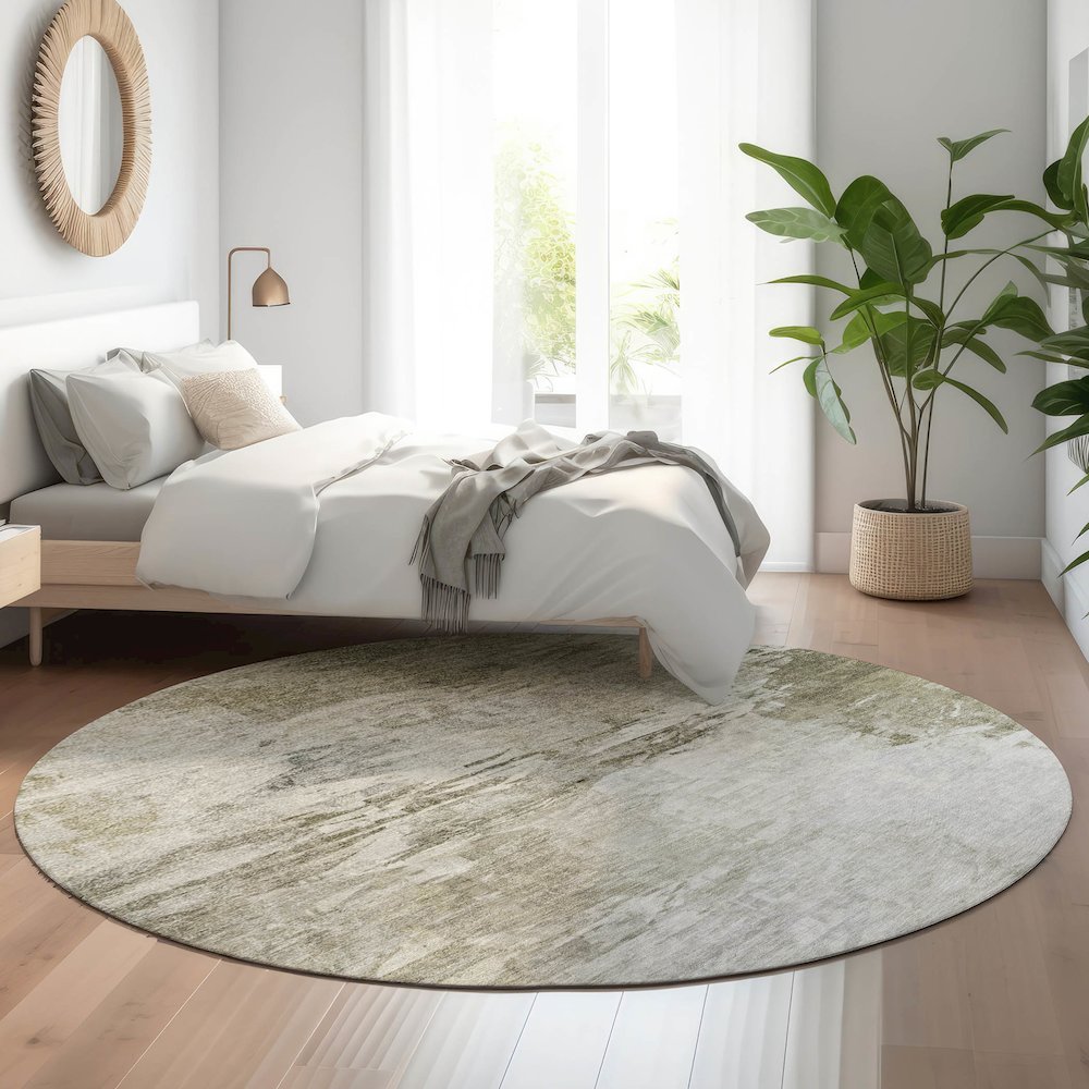 Premium Machine Washable Mayfield Taupe 8' x 8' Round Rug