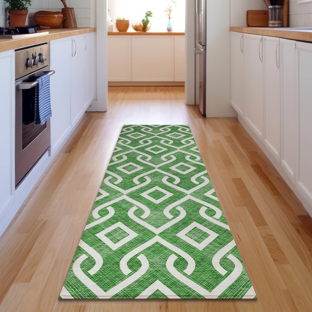 Premium Machine Washable Mayfield Emerald 2'3" x 7'6" Runner Rug