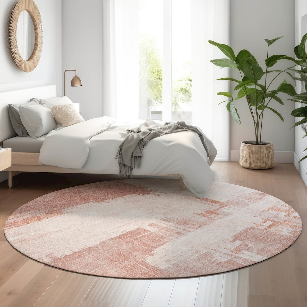 Premium Machine Washable Mayfield Blush 8' x 8' Round Rug