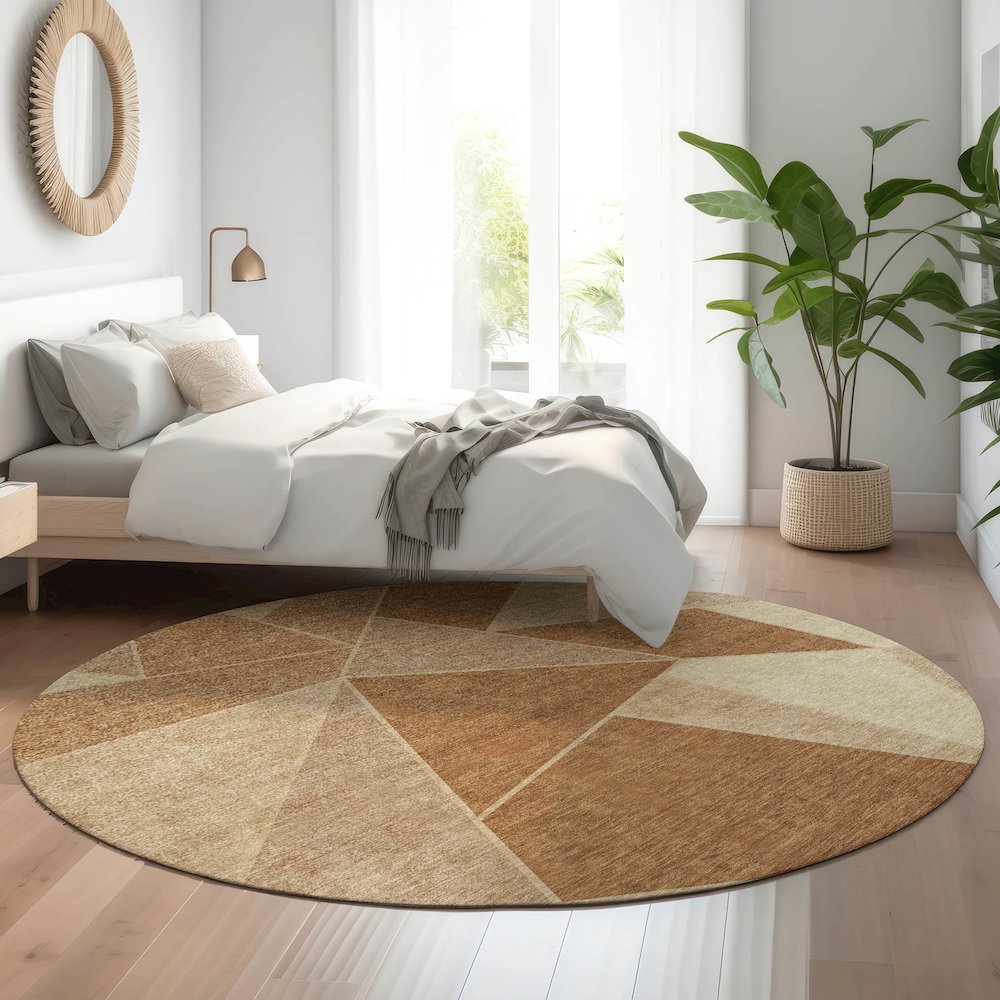 Premium Machine Washable Mayfield Paprika 8' x 8' Round Rug