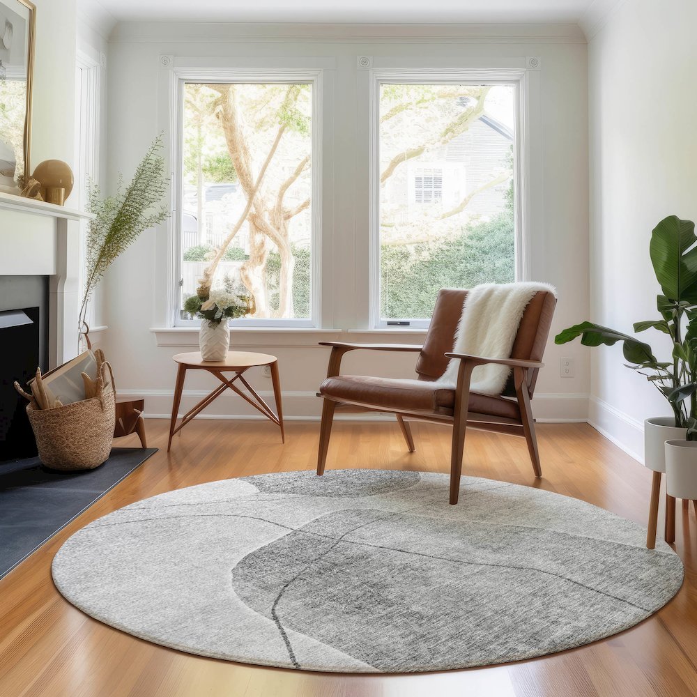 Premium Machine Washable Mayfield AMF672 Gray 8' x 8' Round Rug