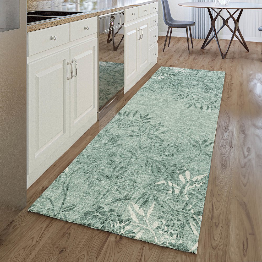 Premium Machine Washable Mayfield AMF673 Sage 2'3" x 7'6" Runner Rug