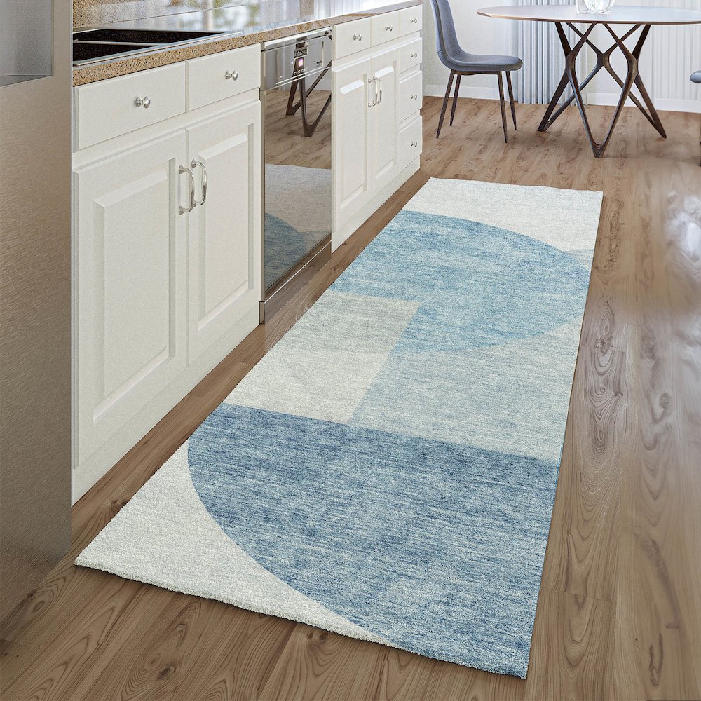 Premium Machine Washable Mayfield AMF678 Blue 2'3" x 7'6" Runner Rug
