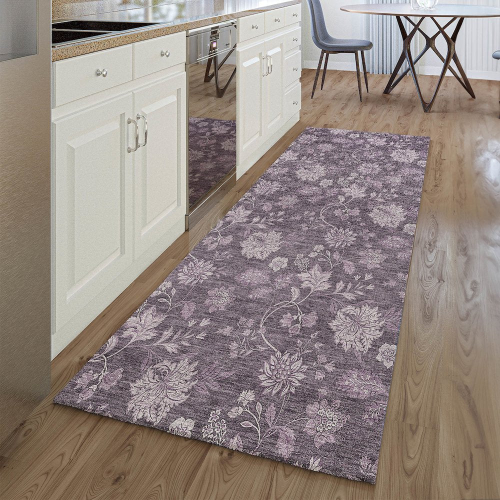 Premium Machine Washable Mayfield AMF680 Plum 2'3" x 7'6" Runner Rug