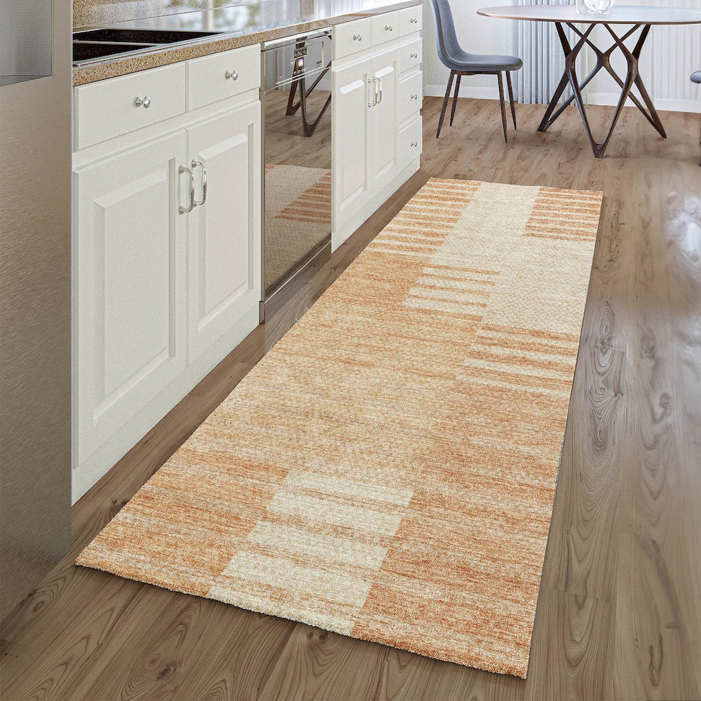 Premium Machine Washable Mayfield AMF686 Salmon 2'3" x 7'6" Runner Rug