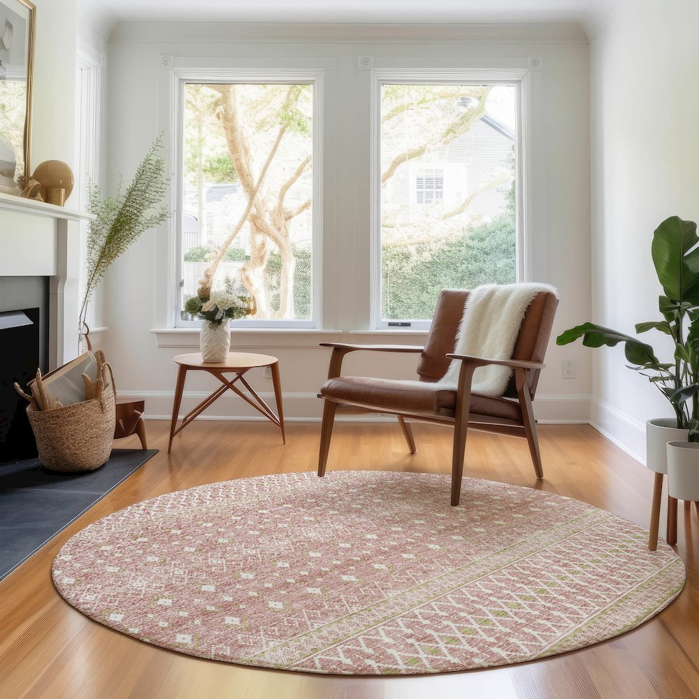 Premium Machine Washable Mayfield AMF709 Blush 8' x 8' Round Rug