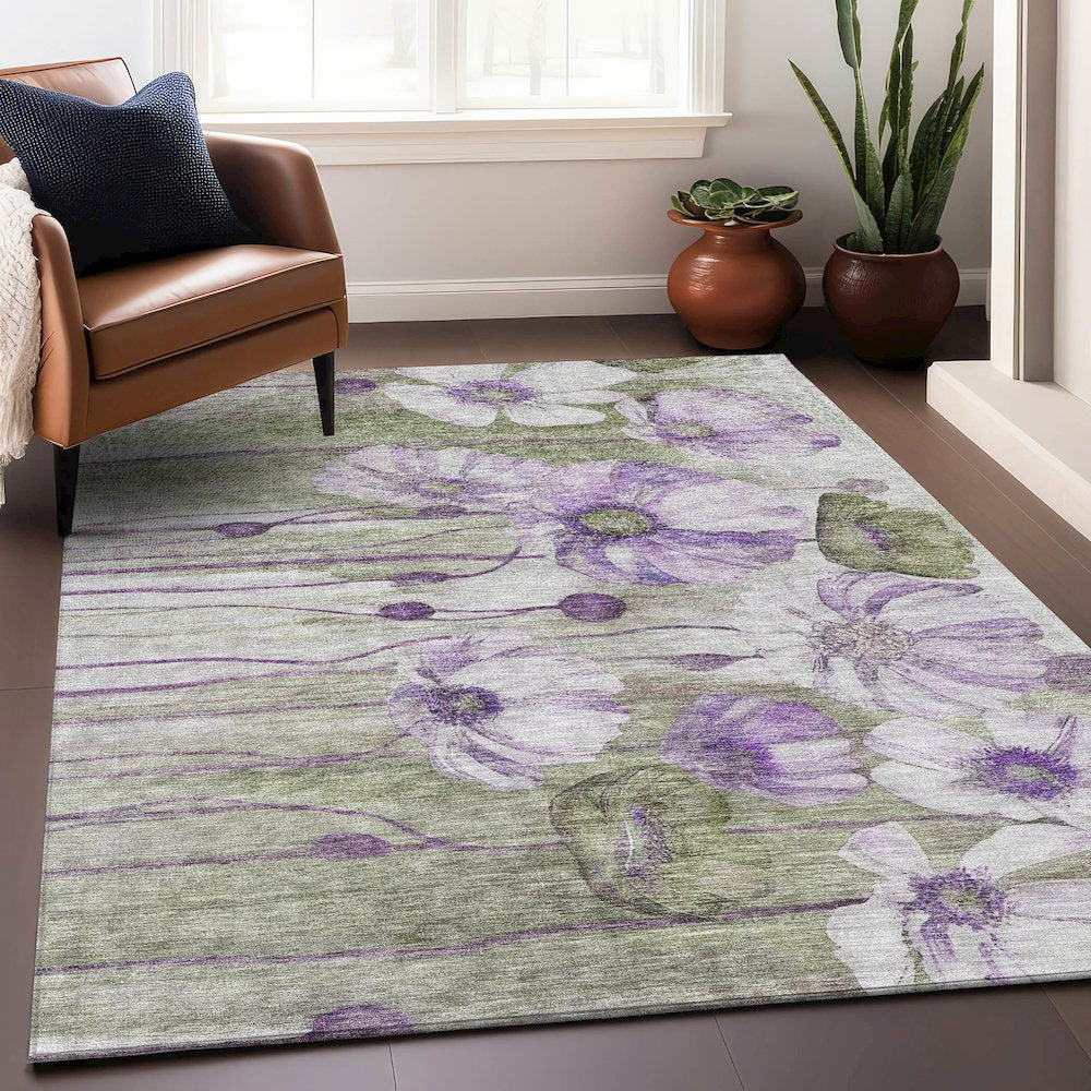 Premium Machine Washable Mayfield AMF712 Purple 2'6" x 3'10" Rug