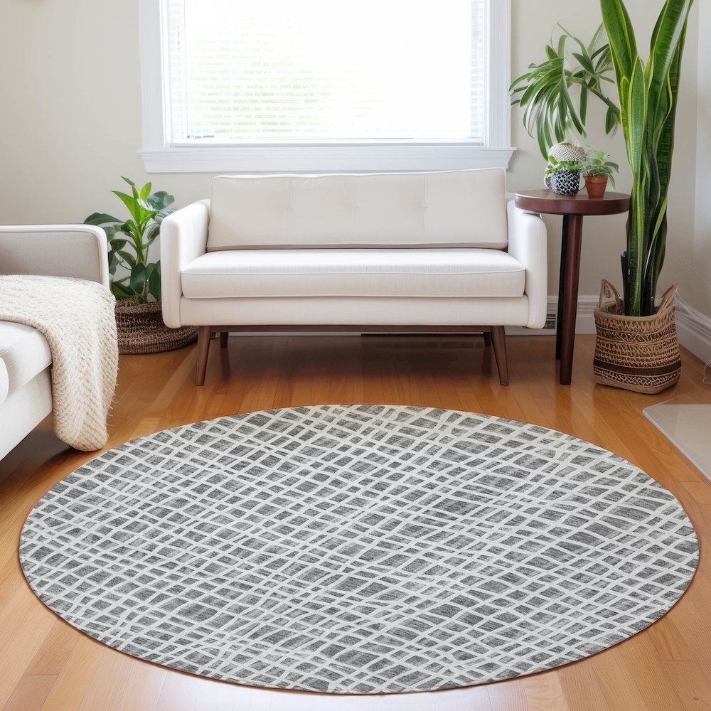 Premium Machine Washable Mayfield AMF729 Gray 8' x 8' Round Rug