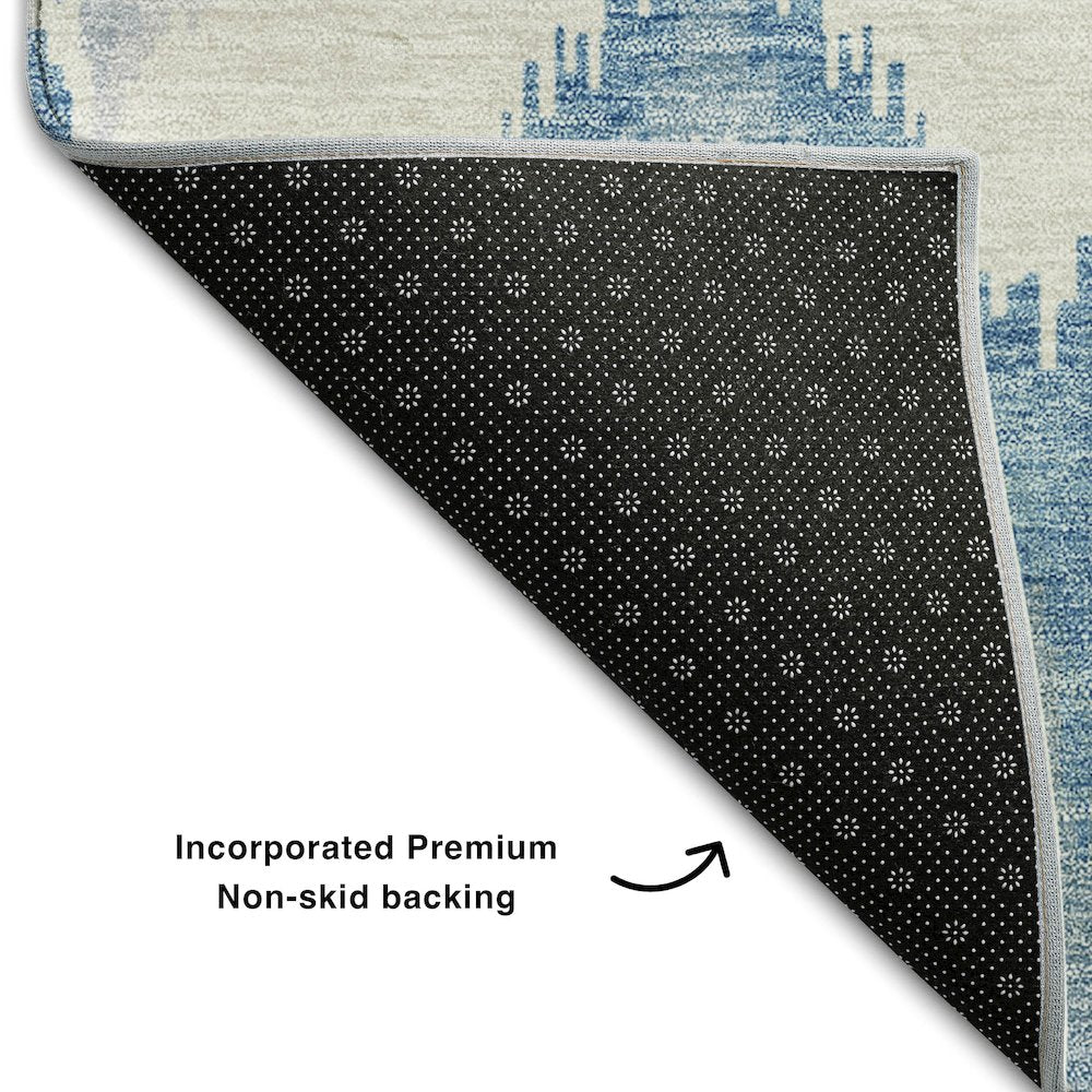 Premium Machine Washable Mayfield AMF743 Denim 1'8" x 2'6" Rug