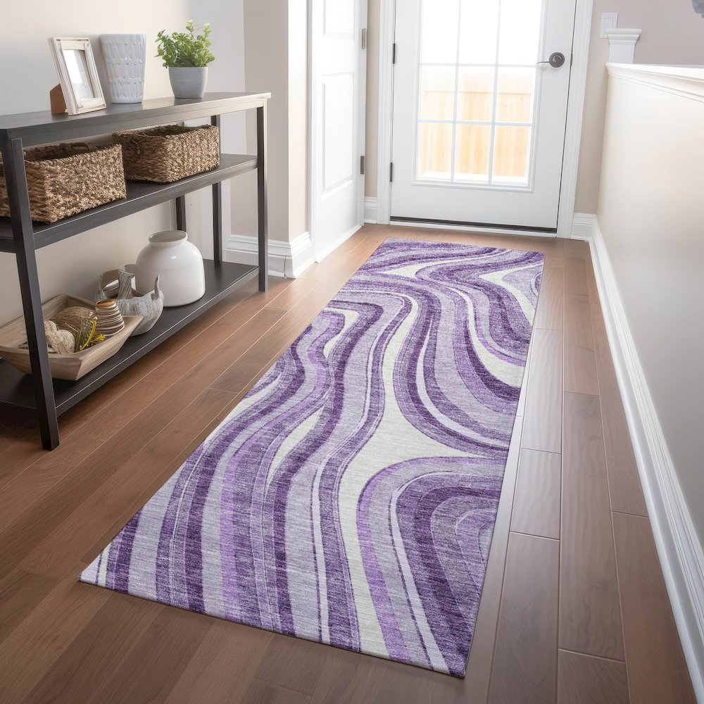 Premium Machine Washable Mayfield AMF756 Lavender 2'3" x 7'6" Runner Rug
