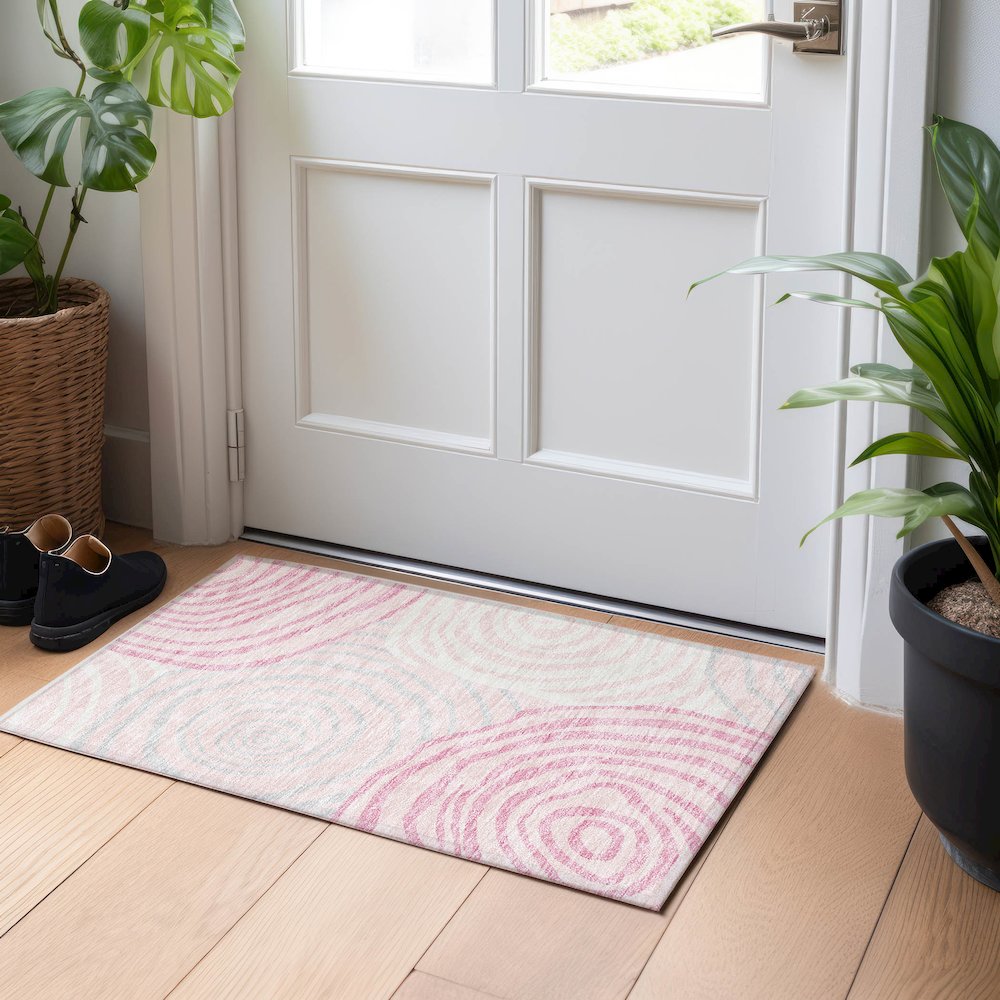 Premium Machine Washable Mayfield AMF765 Pink 1'8" x 2'6" Rug