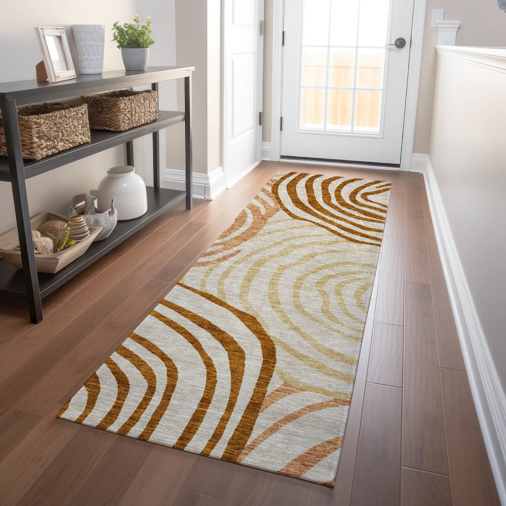 Premium Machine Washable Mayfield AMF765 Terracotta 2'3" x 7'6" Runner Rug