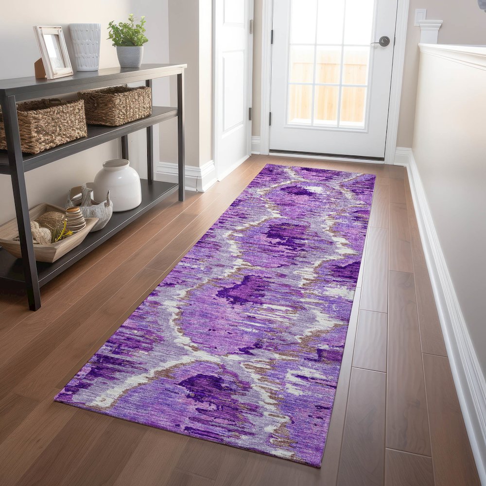 Premium Machine Washable Mayfield AMF767 Lavender 2'3" x 7'6" Runner Rug