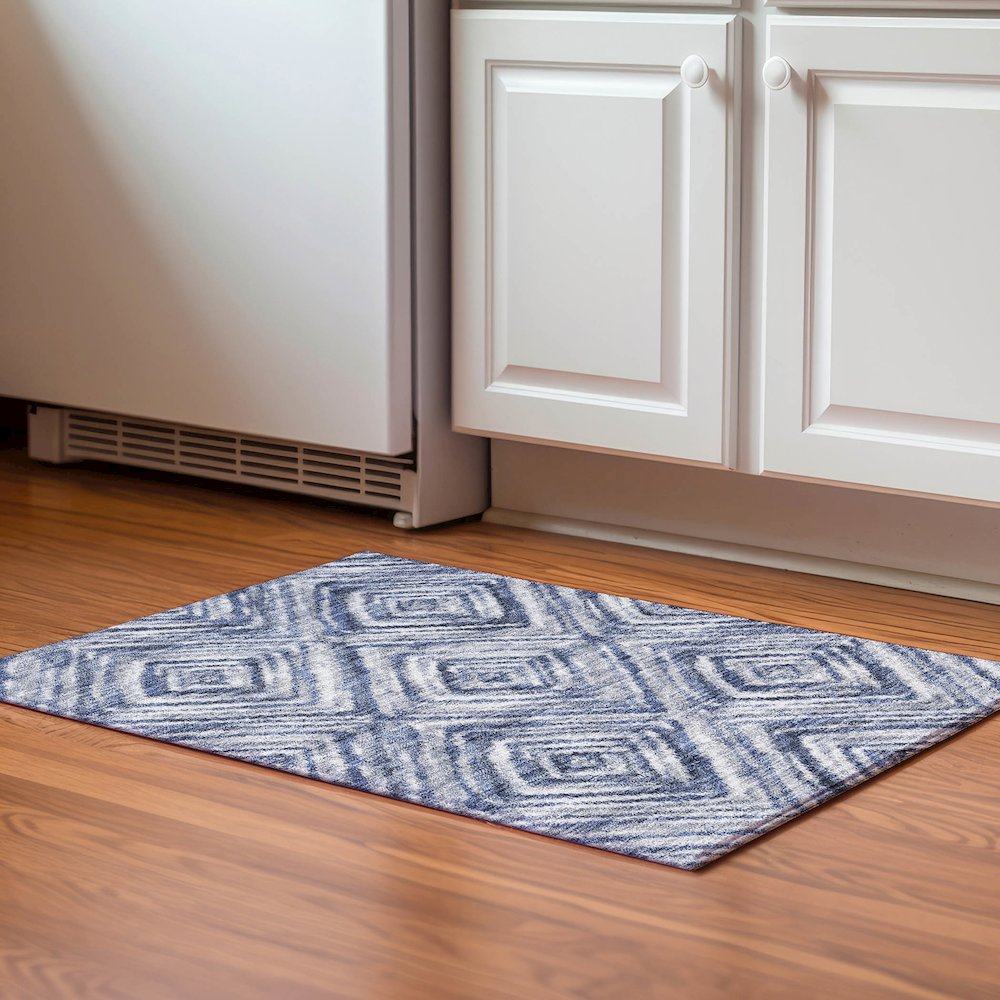 Premium Machine Washable Mayfield AMF781 Blue 1'8" x 2'6" Rug