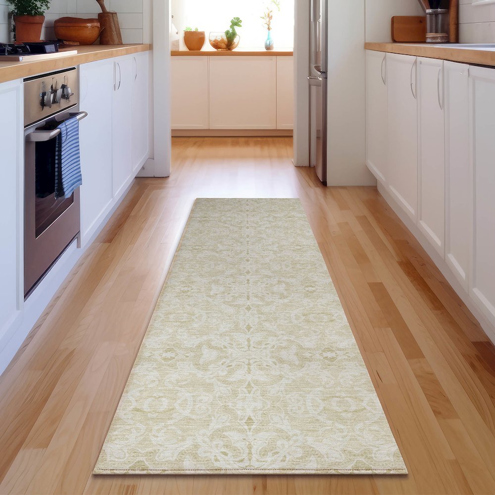 Premium Machine Washable Mayfield AMF784 Tan 2'3" x 7'6" Runner Rug