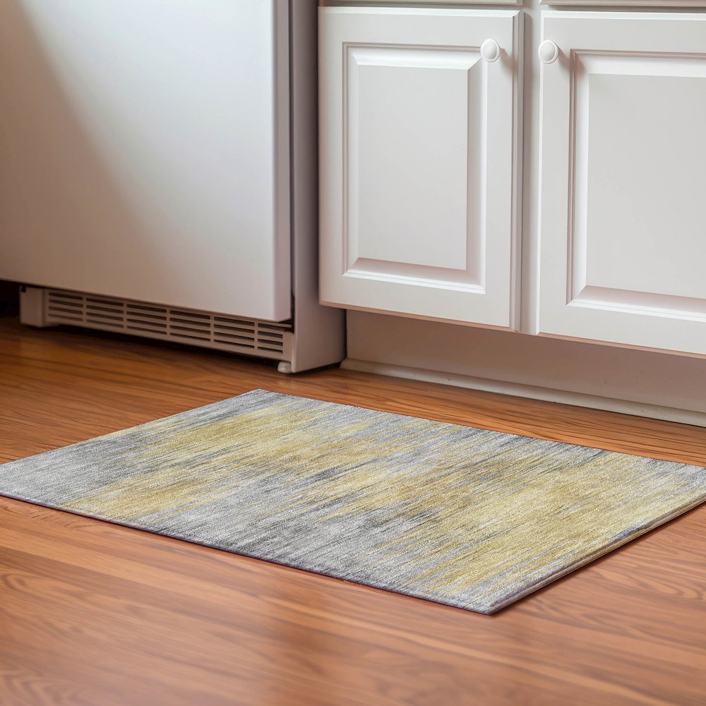 Premium Machine Washable Mayfield AMF793 Gold 1'8" x 2'6" Rug