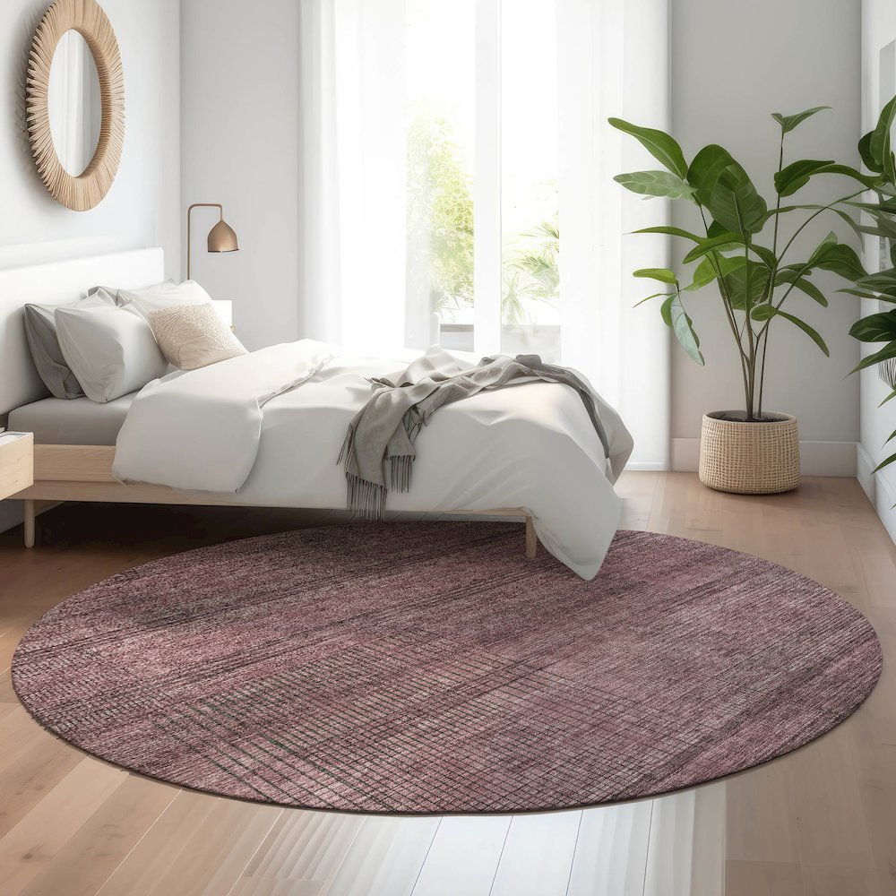Premium Machine Washable Mayfield AMF820 Merlot 8' x 8' Round Rug
